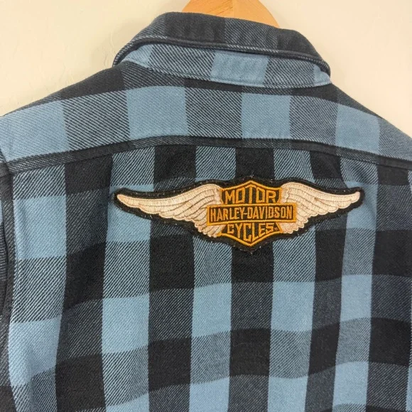 Harley-Davidson Black and Blue Checkered Shirt - Picture 7 of 10